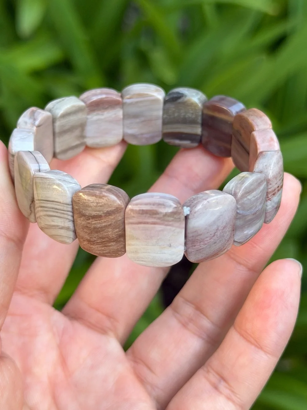 6.75 inches stretchable petrified wood soft bangle‎ 1535